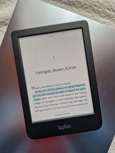 Kobo Clara Colour - Highlighted content in blue. 60% brightness