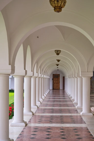 Walkway under arch columns