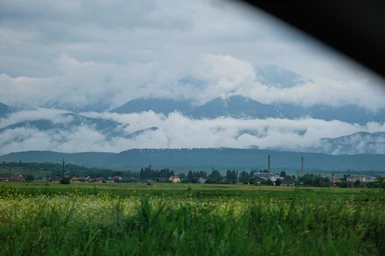 Fog rising from the forest and mountain side.