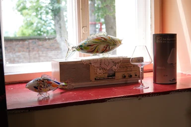 This is one of the most Romanian pictures ever. The glass fish sitting on top of radio or old TV.