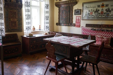 Inside the Brukenthal museum. A traditional room from the area.