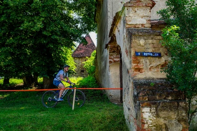 Entering with the bike in one of the churches that was on the route.