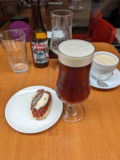 Pintxos and a beer in old town Bilbao.
